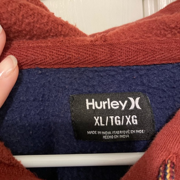 Hurley Men's Blue, Red, and Tan Colorblock Hoodie - Picture 3 of 4